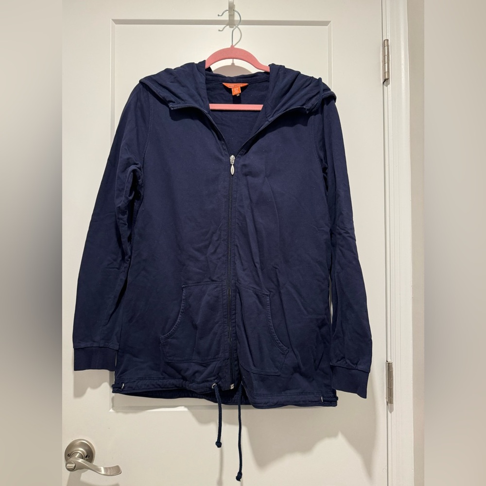 Tommy Bahama Relax, Navy zip up hooded jacket, size medium